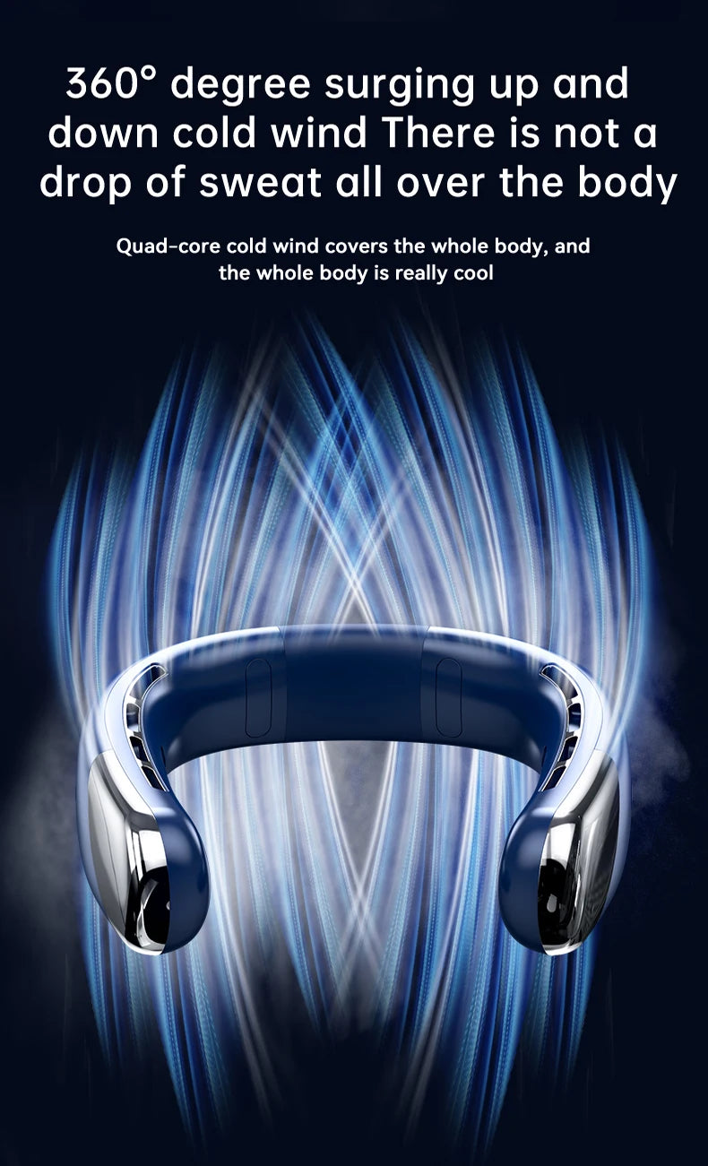 Portable Neck Fans for Outdoors Sports Rechargeable USB Mini Air Conditioner Fan Bladeless Neck-hanging Cooling Fan Air Cooler