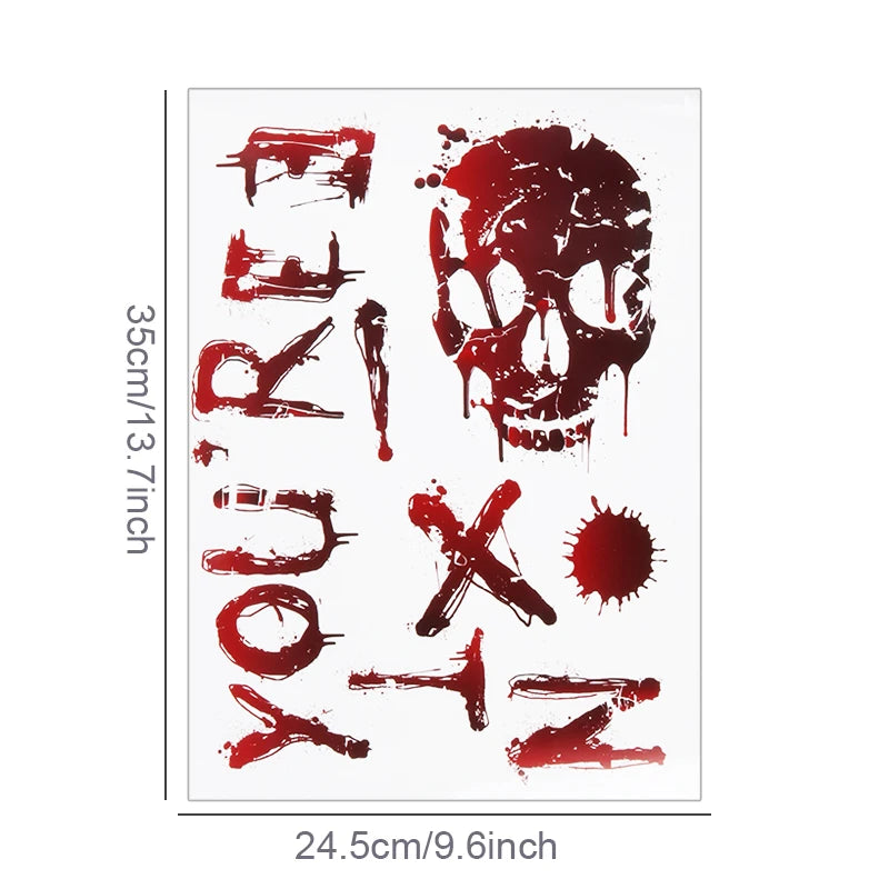 Halloween Decoration Horror Bloodstain Wall Sticker Handprint Footprint Blood Skull Window Sticker Halloween Party Horror Sticke