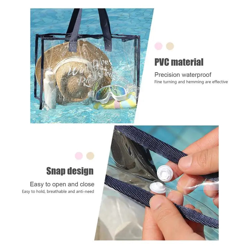 Waterproof Cosmetic Bag Fashionable Summer Storage Shoulder Bag Large Transparent Tote Bag For Women Swimming Beach