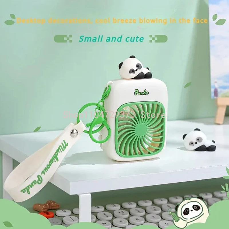 Portable Keychain Fan for Travel Small Cooling Mini Fans Rechargeable Cute Panda Travel Fan Handheld Fan Gift