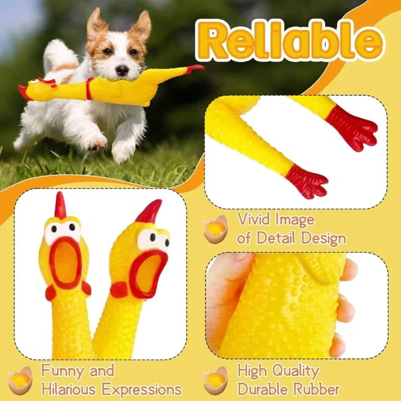 Novelty Yellow Screaming Chicken Dog Toy-Durable Rubber Squeaker for Boredom Relief Bite-Resistant Chew Toy for Small/Medium Dog