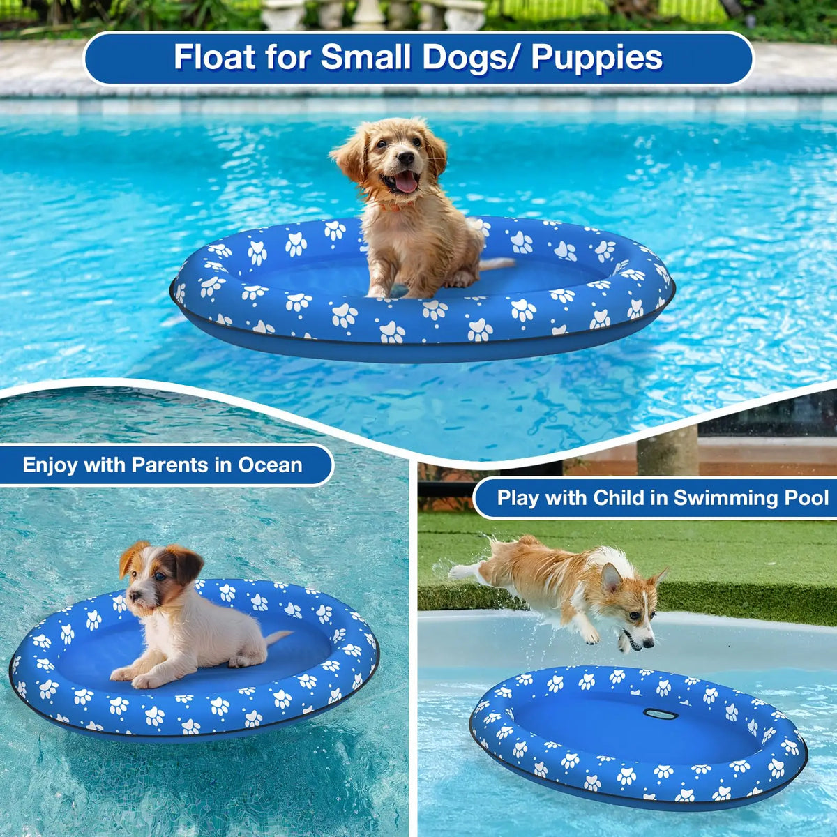 Summer Pet Dog Floating Raft, Inflatable Water Floating Pet Floating Row, Paw Print Swimming Floating, Suitable For Small Dogs