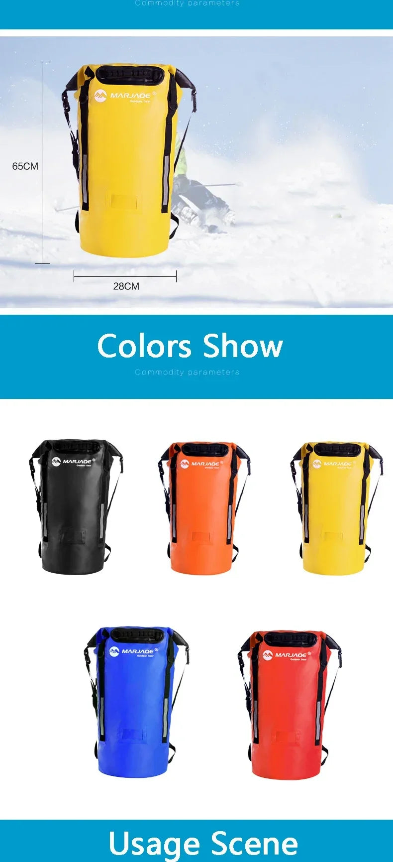 40L Waterproof Outdoor Backpack Dry Swimming Boating Rucksack Storage Pack Roll Top Rafting Kayaking Water Floating Sack