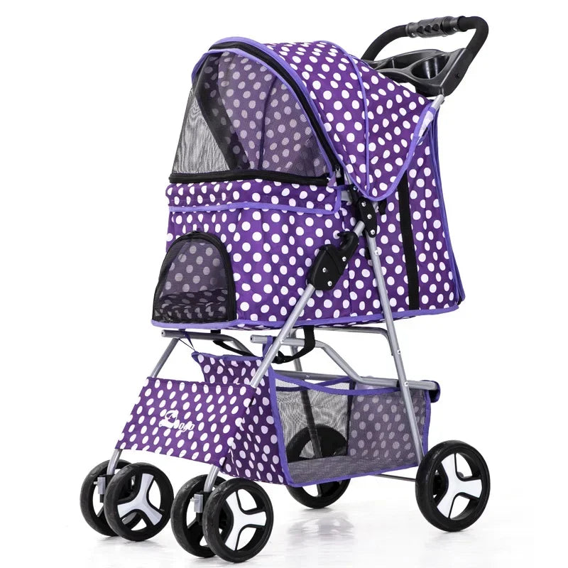 Pet Stroller with Sunroof -Foldable, lightweight, Single Handed, size S M L