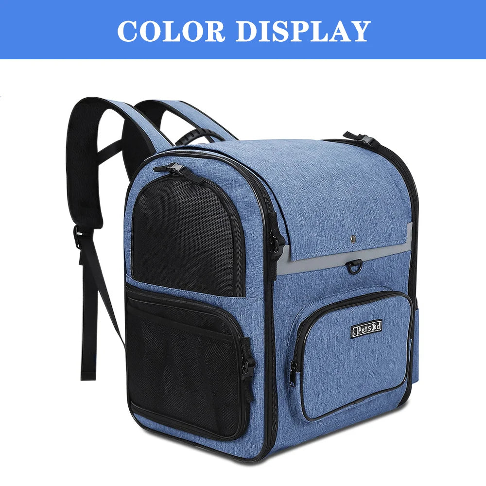 Dog Carrier Bag Pet Double Shoulder Backpack Sturdy Frame Breathable Foldable Dog Double Doors Bag Fits 20 lbs Pets Travel Set
