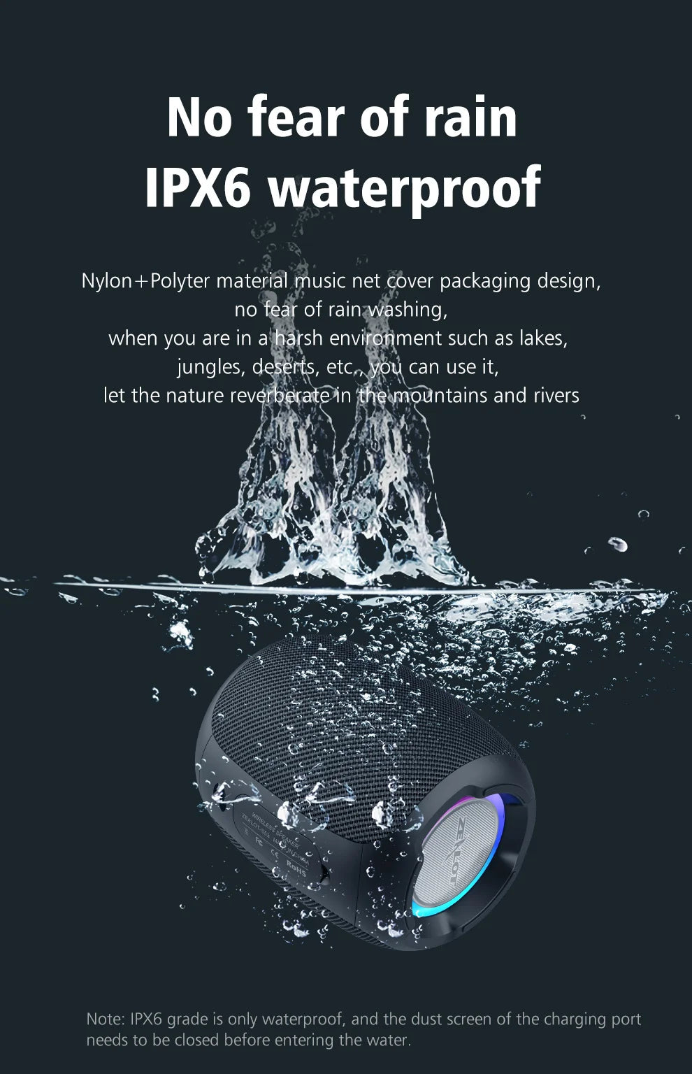 ZEALOT-S53 Portable Bluetooth Speaker 10 hours 10w super loud sound bluetooth speaker IPX6 waterproof for phone TF card USB