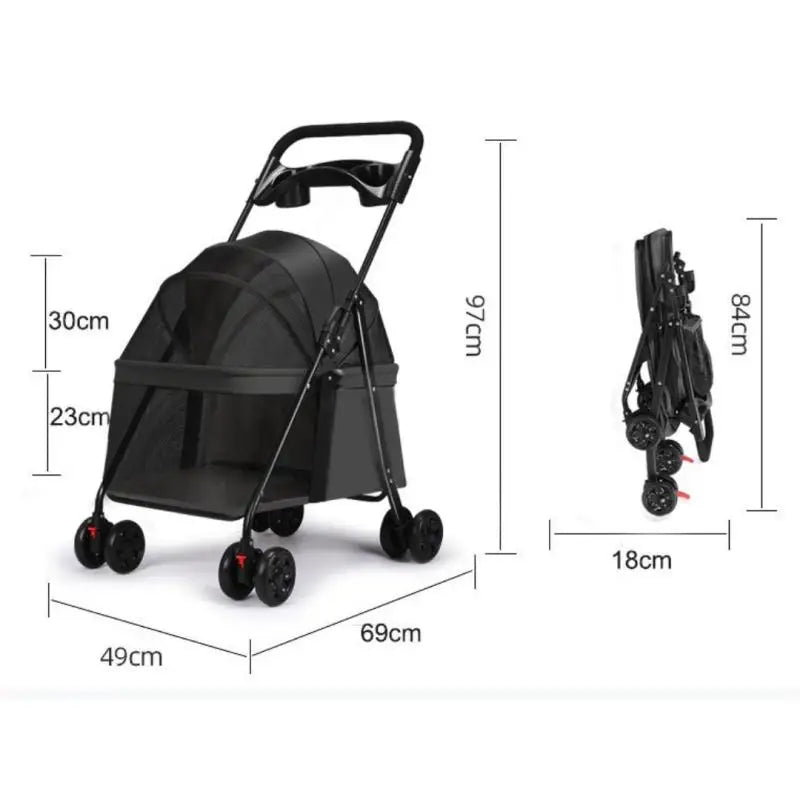 Foldable Pet Stroller - Perfect for Small Dogs, & Puppies
