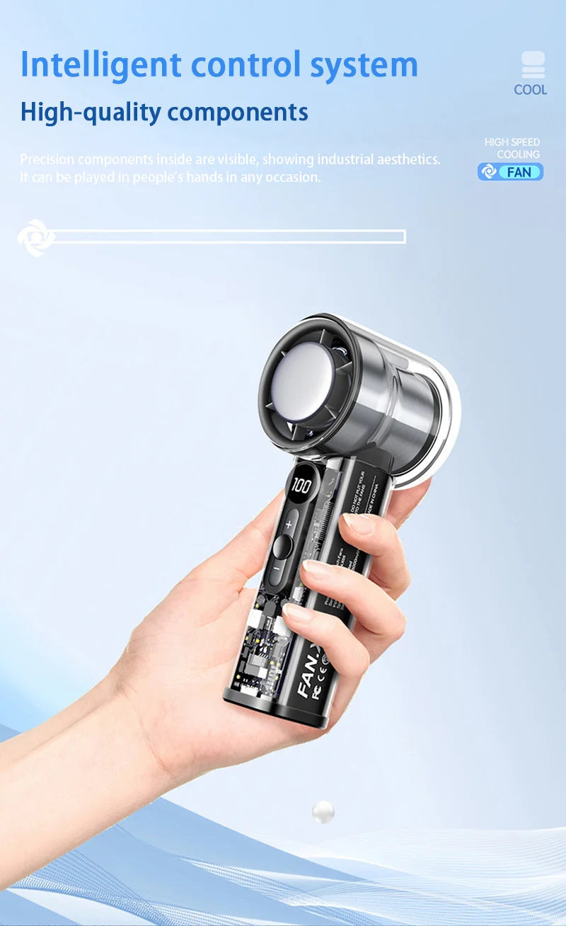 Fan X05 Mecha 100-speed Fan USB 20000RPM Violent Turbine Fan Handheld Refrigeration Ice Compress Fan Camping Travel