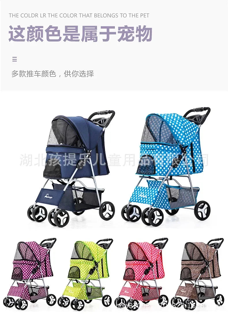 Pet Stroller with Sunroof -Foldable, lightweight, Single Handed, size S M L
