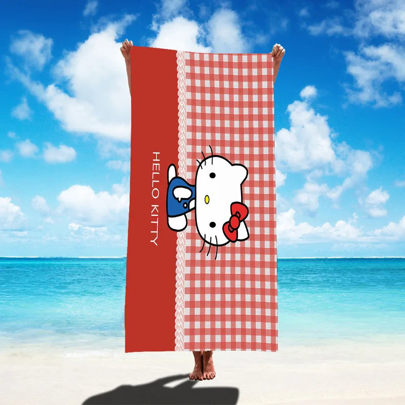 Sanrio Hello Kitty Beach Towel Cartoon Style Microfiber Large Beach Towel Bath Towel Multifunctional Square Towel Beach Towel