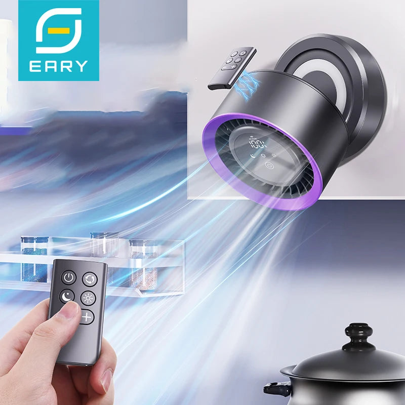 Eary Wall-mounted Fan Punch-free Foldable Fast Charging Desktop Fan With Night Light Magnetic Remote Control Air Conditioner Fan