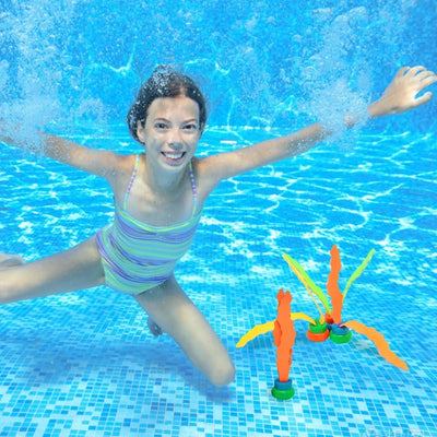 3 Piece Kids Sports Pool Toys Ocean Plant Shape Diving Toys Diving Swimming Training Pool Kids Accessories