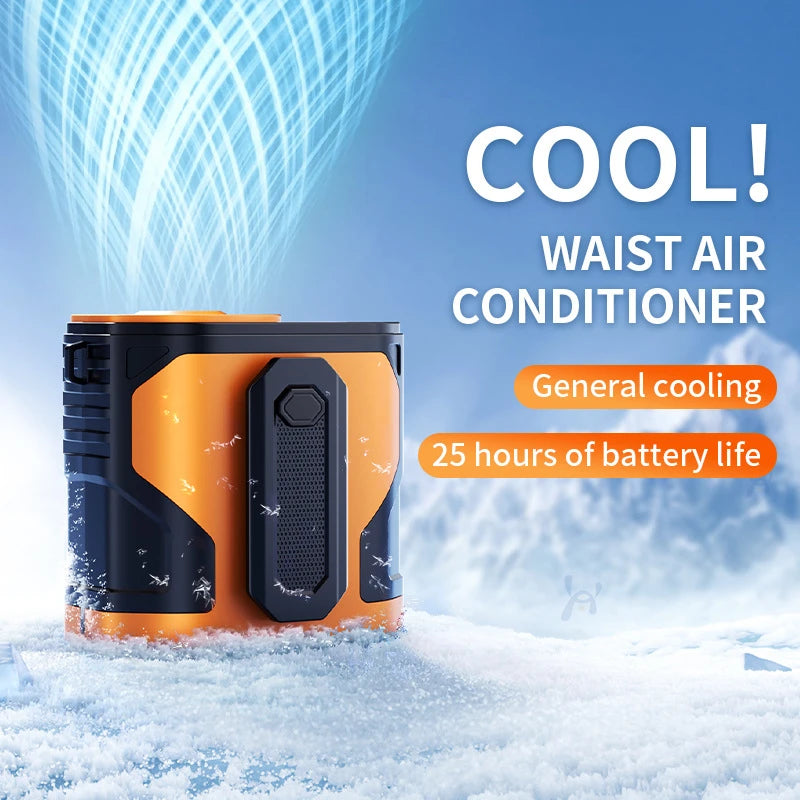 new Outdoor Portable Waist Fan Hanging Neck Fan Strong Wind Cold Air LED Lighting Waterproof For Sports Courier Outdoor