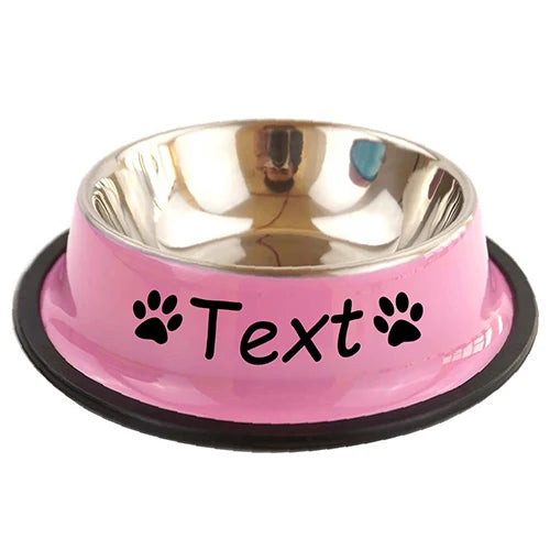 Personalized Stainless Steel Pet Bowls - Custom Name, Non-Slip, Colorful, Multi-Size
