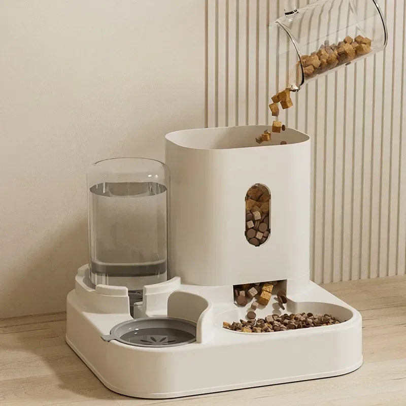 Automatic cat feeder with water dispenser, 5L large capacity pet food dispenser, intelligent timed dog bowl, BPA free