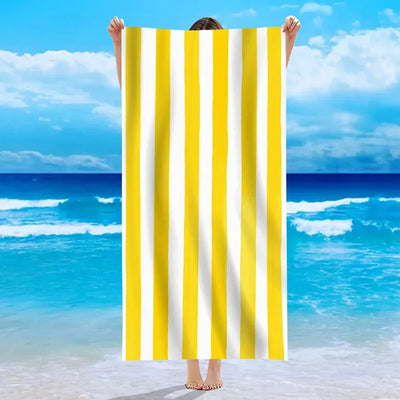 Yellow Stripe Microfiber Beach Towel Quick Fast Dry  Trend Pattern Beach Towel Oversized Blanket Lightweight Towel Bathtowel