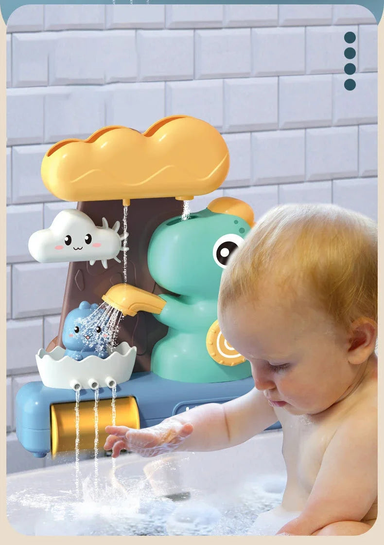 Children's Take A Shower Paddle Toys Cartoon Animals Dinosaurs Spin Water Spray Waterwheel Bath Toy Kids Delight Shower Toy Gift