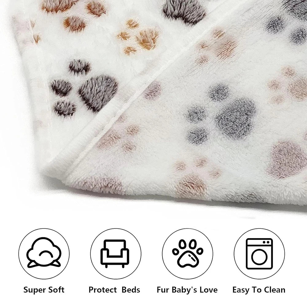 Soft Fluffy Pet Blanket High Quality Cute Dog Cat Paw Print Thick Coral Fleece Blankets Pet Mat Warm and Comfortable Thermal Pad