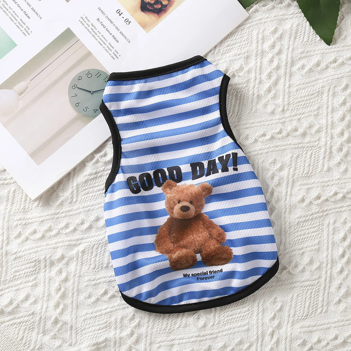 Pets Summer Prints Vests Dog Clothes Little Bear Dog Pattern Pet T-shirts Breathable Sleeveless Puppy Costume Dog Pet Shirts