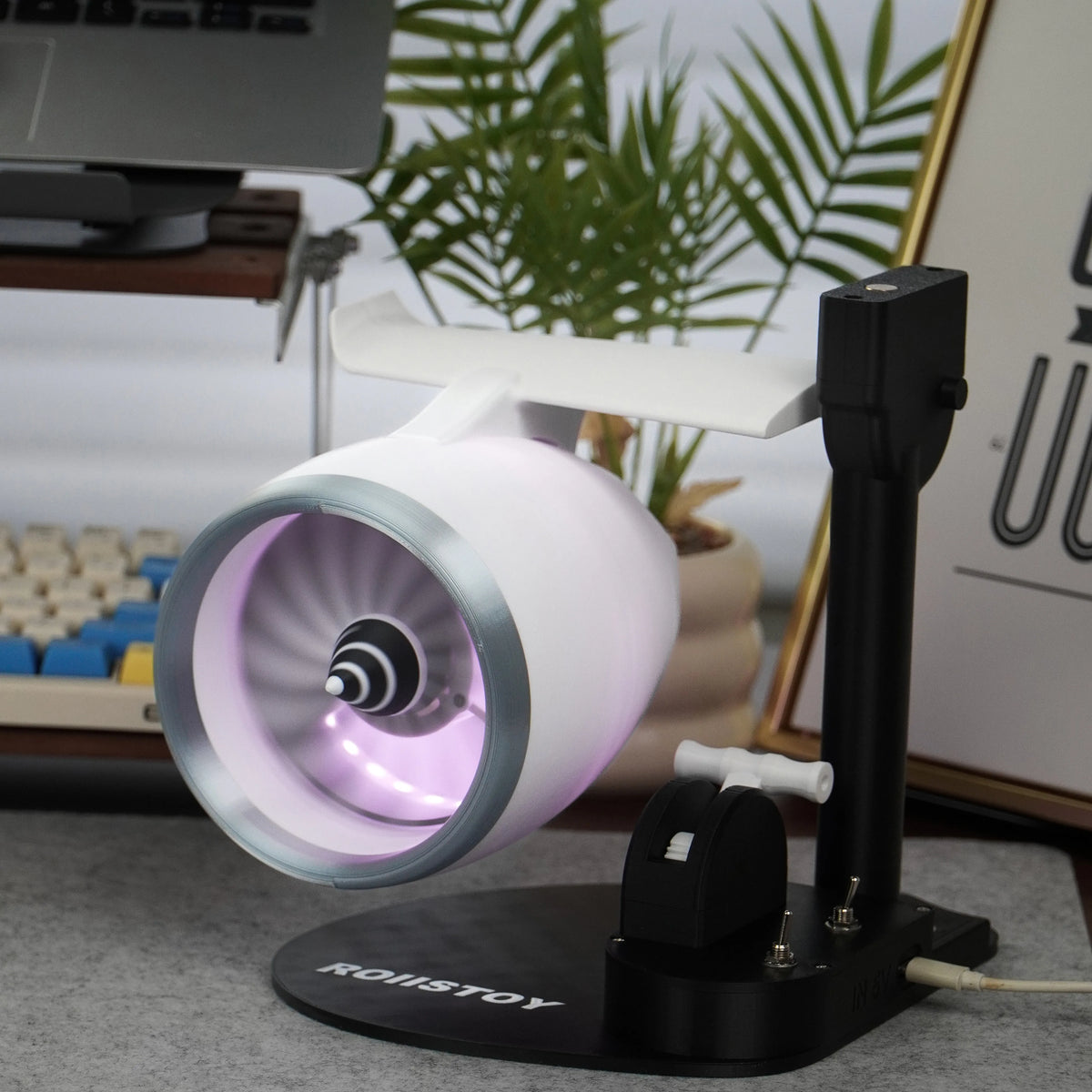 Single Head Turbojet Fan Humidifier with Blowing Capability RGB Light Show Function Home Office Desktop Air Moisturizer Room Dec