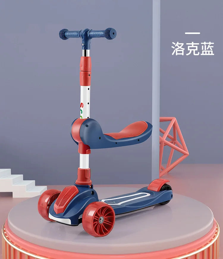 Cycling City 2-12 Years Old Children's Scooter Foldable Scooter With Music Light 3-wheel Scooter 4-speed Adjustable Balance Car