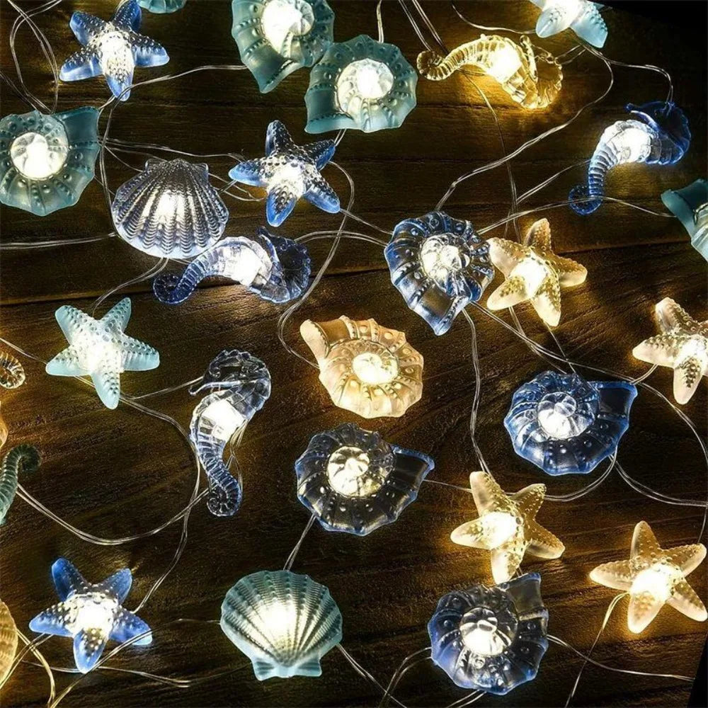 Plastic Lamp Shell String Lights Ocean Series 30 Lights LED Lights Everbright Battery Box Power Supply String Lamp Home/Outdoor