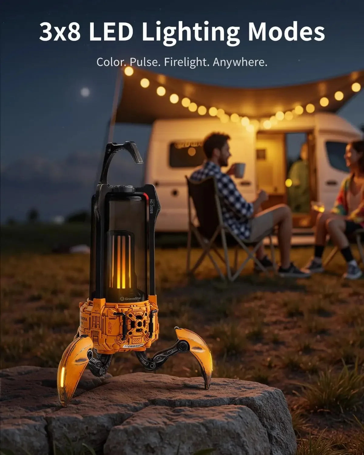 Gravastar Portable BT Speaker & LED Table Lamp 9H Durable TWS Pairing Wireless Gaming Speakers Camping Gifts Battery Powered