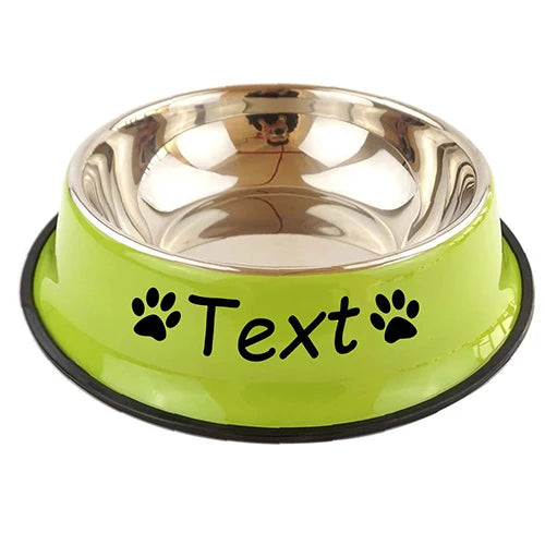 Personalized Stainless Steel Pet Bowls - Custom Name, Non-Slip, Colorful, Multi-Size
