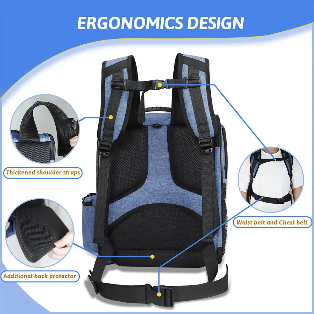 Expandable Foldable Pet Backpack - Ideal for Small Dogs and Cats, Spacious and Convenient with Zipper Closure