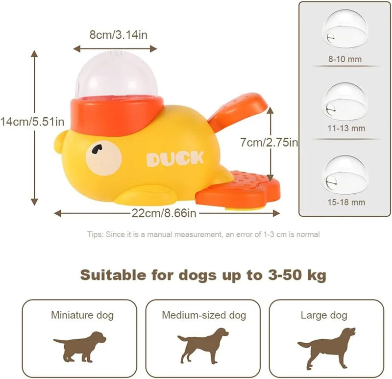 Dog Interactive Treat Dispenser Toy, Food Puzzle Slow Feeder, 2-in-1 Durable Cute Duck Shaped Design for Small Medium Dogs and Cats, Interactive IQ Training Reduces Bloating