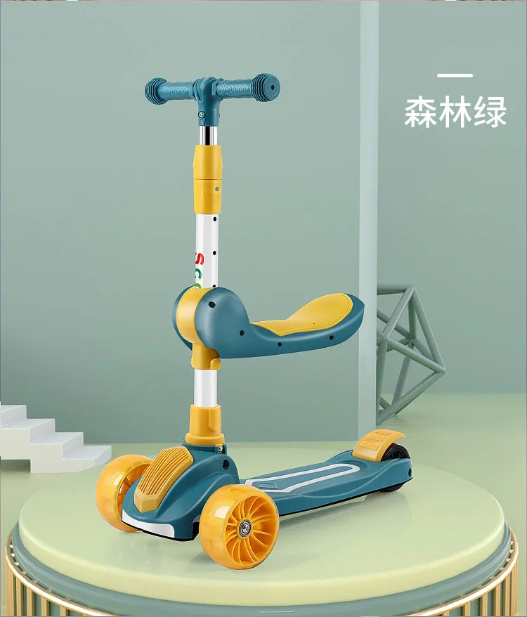 Cycling City 2-12 Years Old Children's Scooter Foldable Scooter With Music Light 3-wheel Scooter 4-speed Adjustable Balance Car