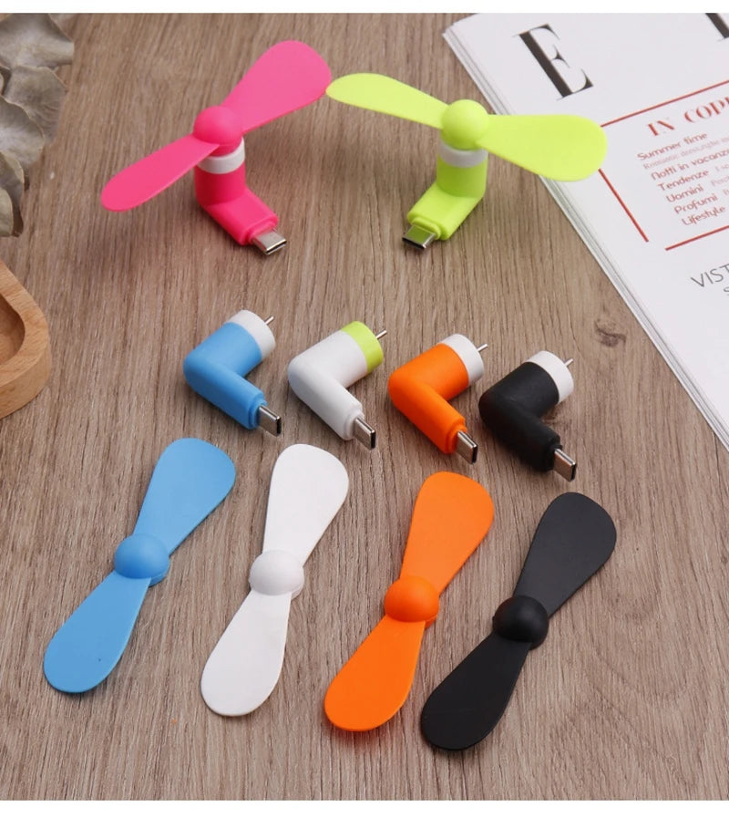 Creative Mini Portable Micro Fan Mobile Phone Mini Fan Charging Treasure Cooling Fan USB Gadget Fans Tester For Type-C