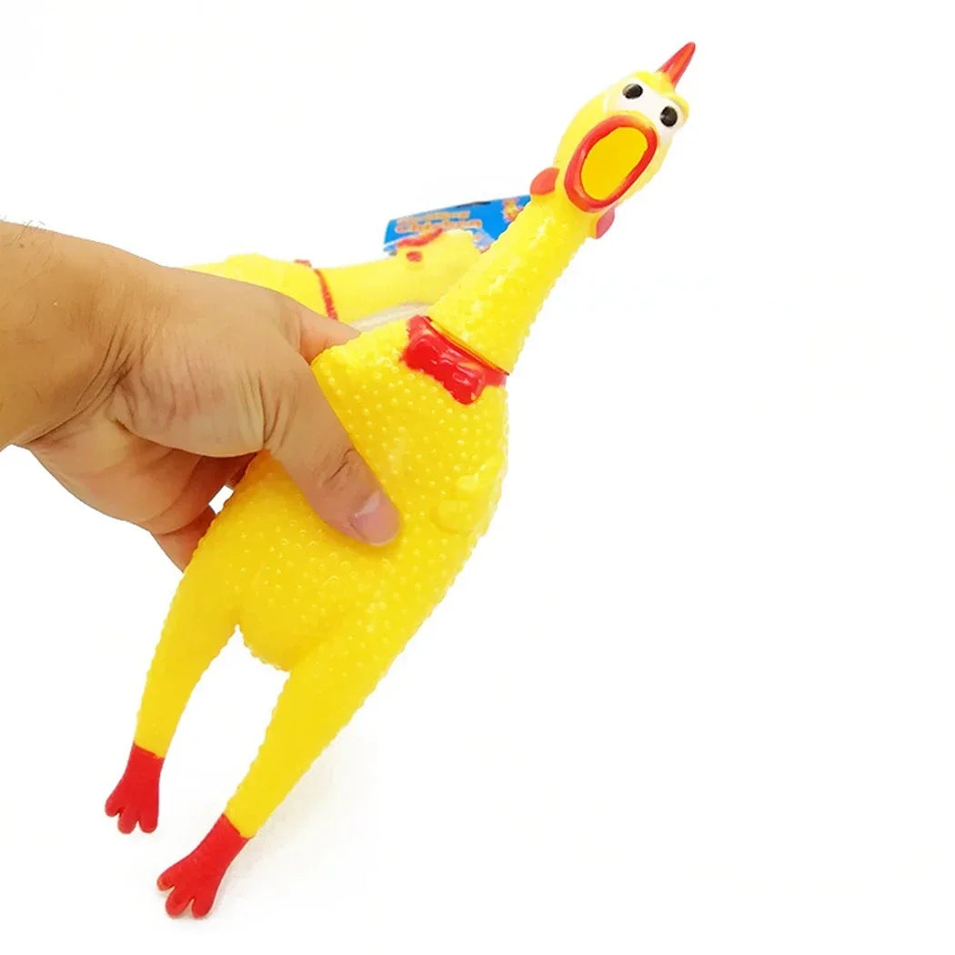 Novelty Yellow Screaming Chicken Dog Toy-Durable Rubber Squeaker for Boredom Relief Bite-Resistant Chew Toy for Small/Medium Dog