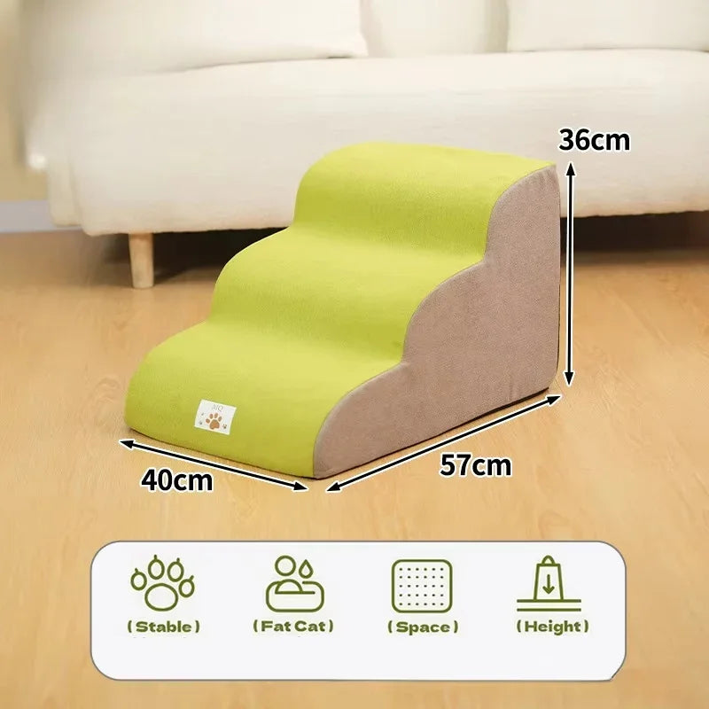 Pet 3 Step Stair Dog/Cat Ramp Ladder High Elasticity Sponge Dogs Sofa Removable and Washable Training Pet Non-Slip Ramp Stairs