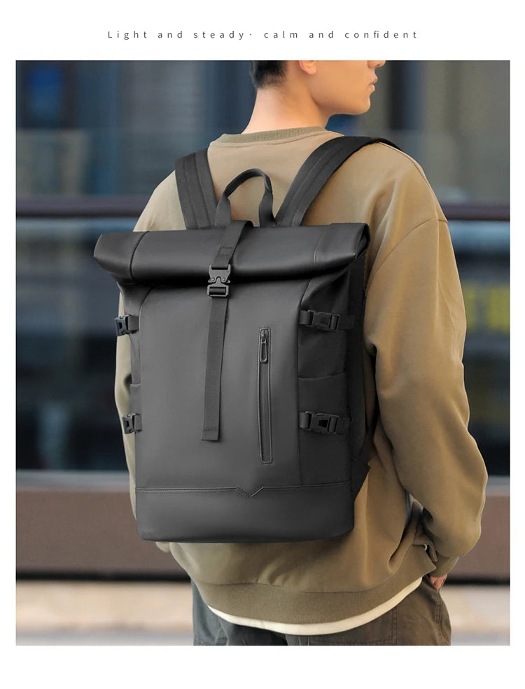 Waterproof Durable Outdoor Backpack Roll Top Fashion Casual Backpack for Hiking Travel Men Women Daily Commute