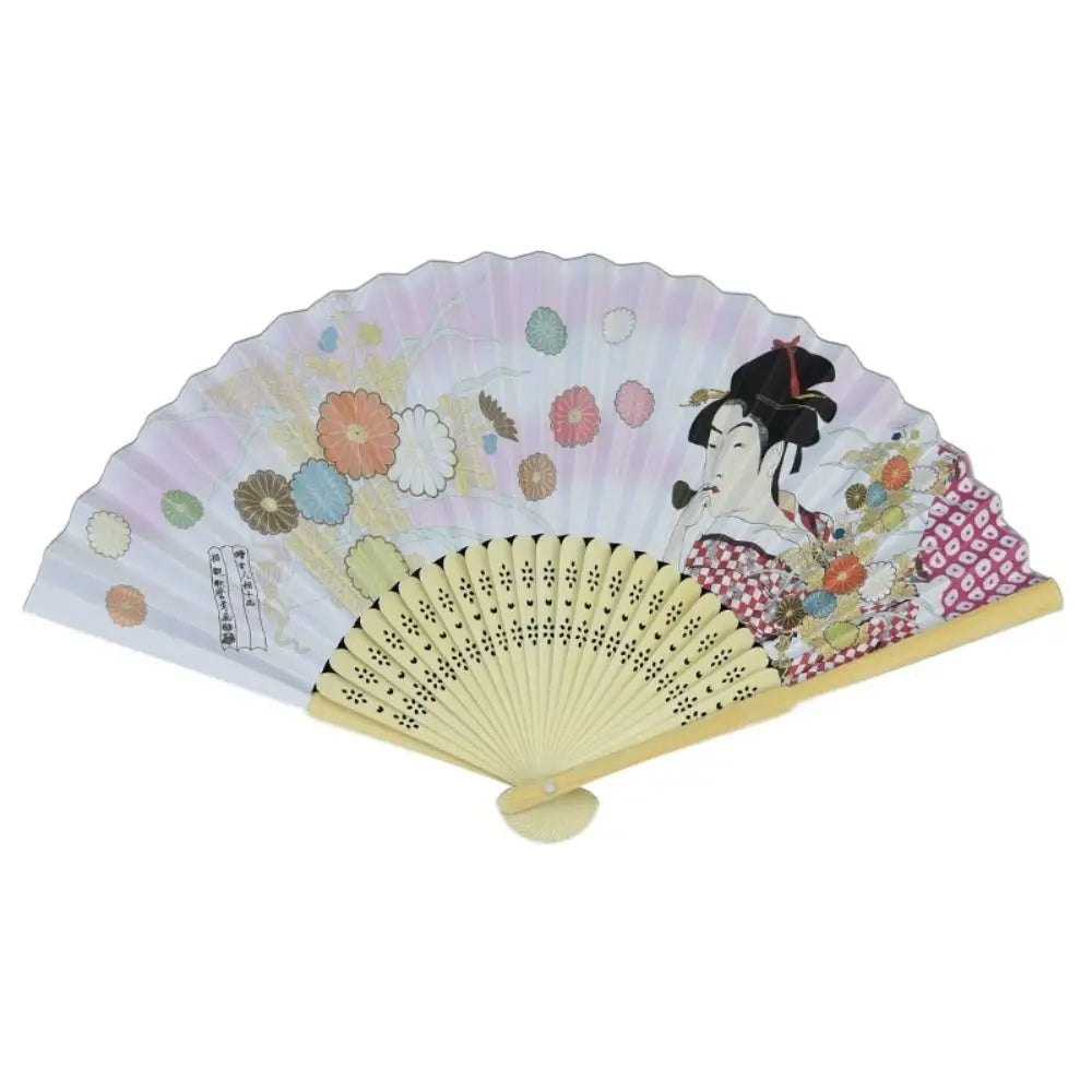 Portable Bamboo Folding Fan Bamboo Handle Japanese Style Props Fan Paper Home Decoration Fan