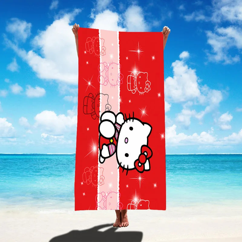 Sanrio Hello Kitty Beach Towel Cartoon Style Microfiber Large Beach Towel Bath Towel Multifunctional Square Towel Beach Towel