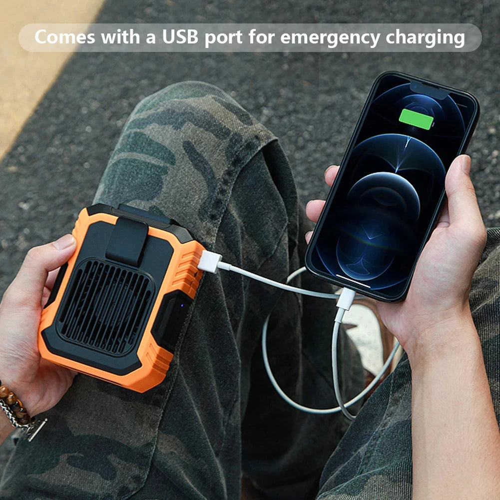 Portable Air Conditioner,Waist Clip Fan with 5-8H,Neck Fan,3 Speeds, USB Rechargeable,for Summer Outdoor Work Jobsite Hiking