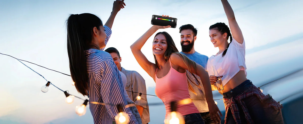 OHAYO X10MAX Bluetooth Speaker 35W - IPX7 Waterproof, Powerful Stereo Sound, 24H Playtime, TWS Pairing, Dazzling Lights, Bass Up