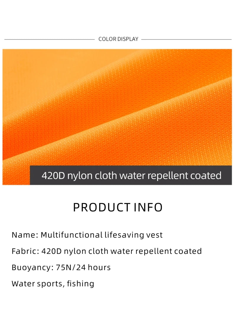 Kayak Life Vest for Men, Zippered Pockets, Reflector Whistle, Fishing Jacket, Buoyancy Aids for Adults, 120 kg