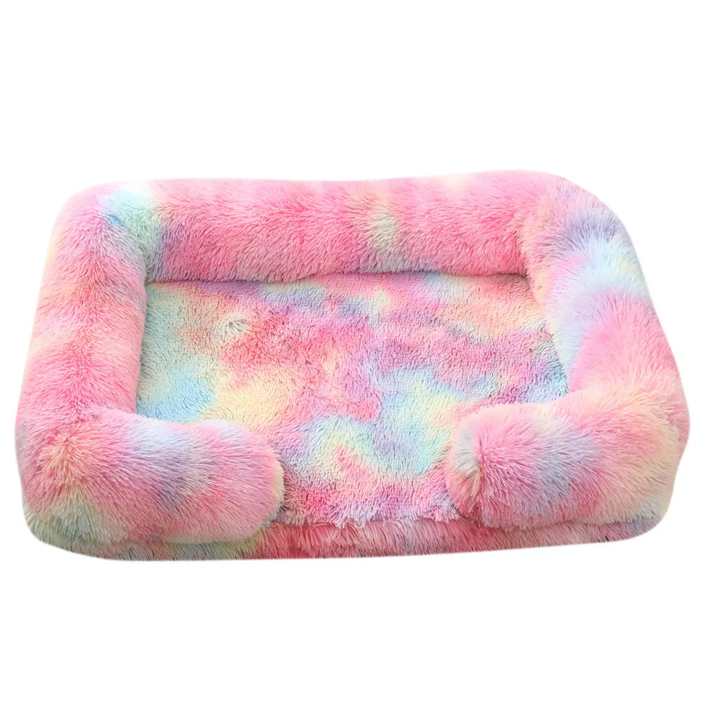 Winter Rectangular S M L XL Dog Beds Washable Plush Fluffy Dog Cat Bed Mat Pet Cushion Big Medium Kennel House camas para perro