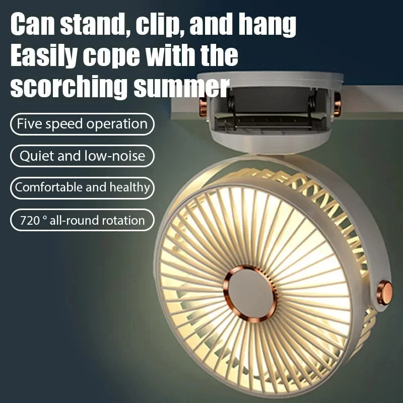 Xiaomi Clip-on Fan 5 Speed Quiet Rechargeable Home Desktop Portable Air Circulator Wireless Fan Light With LED Display For Camp
