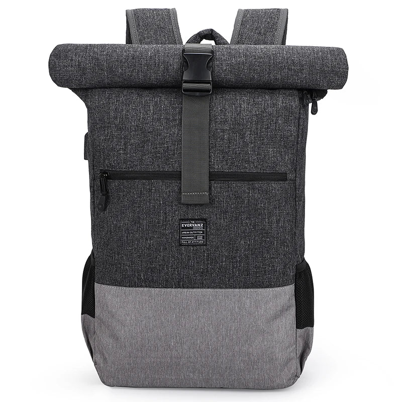 EverVanz Rolltop Backpack, Daypack With Compartment For 12 - 17 inch Laptop, Waterproof And Anti-Theft