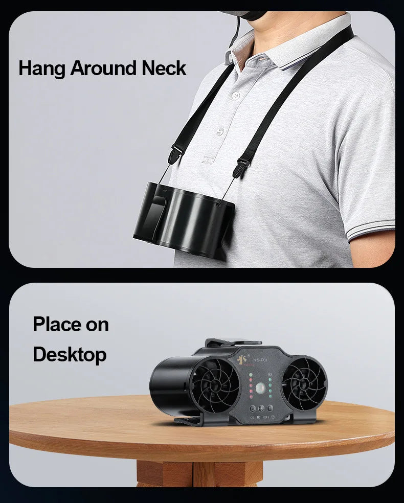 Portable Mini Waist Clip Fan with 20000mAh USB Rechargeable Battery Wireless Neck Fan for Sports Outdoor Working