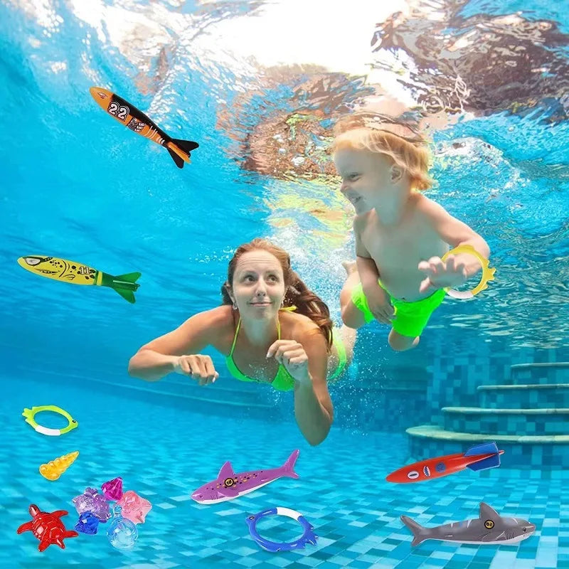 Kids Summer Shark Rocket Throwing Toy Swimming Pool Dive Game Water Fun Games Pool Toys Baby Water Educational Bath Toys Gifts