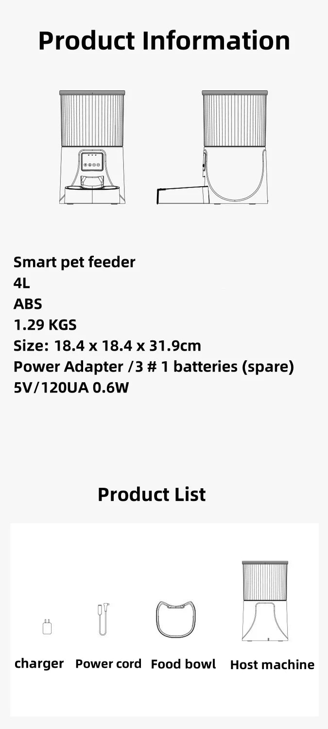 Smart Pet Feeder For Cats Dogs WiFi Video Automatic Food Dispenser Travel Supply Auto Feeding Machine Bowls And Drinkers