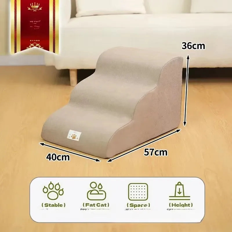 Pet 3 Step Stair Dog/Cat Ramp Ladder High Elasticity Sponge Dogs Sofa Removable and Washable Training Pet Non-Slip Ramp Stairs