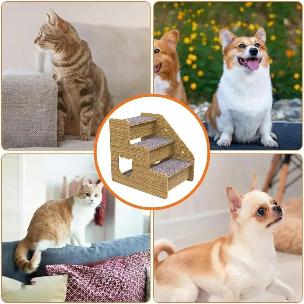 Pet Stairs For Couch 3-Level Wood Pet Stairs & Ramp For Medium/Small Dogs Old Cats Dog/Cat Ladder Wood Non-Slip For Beds And