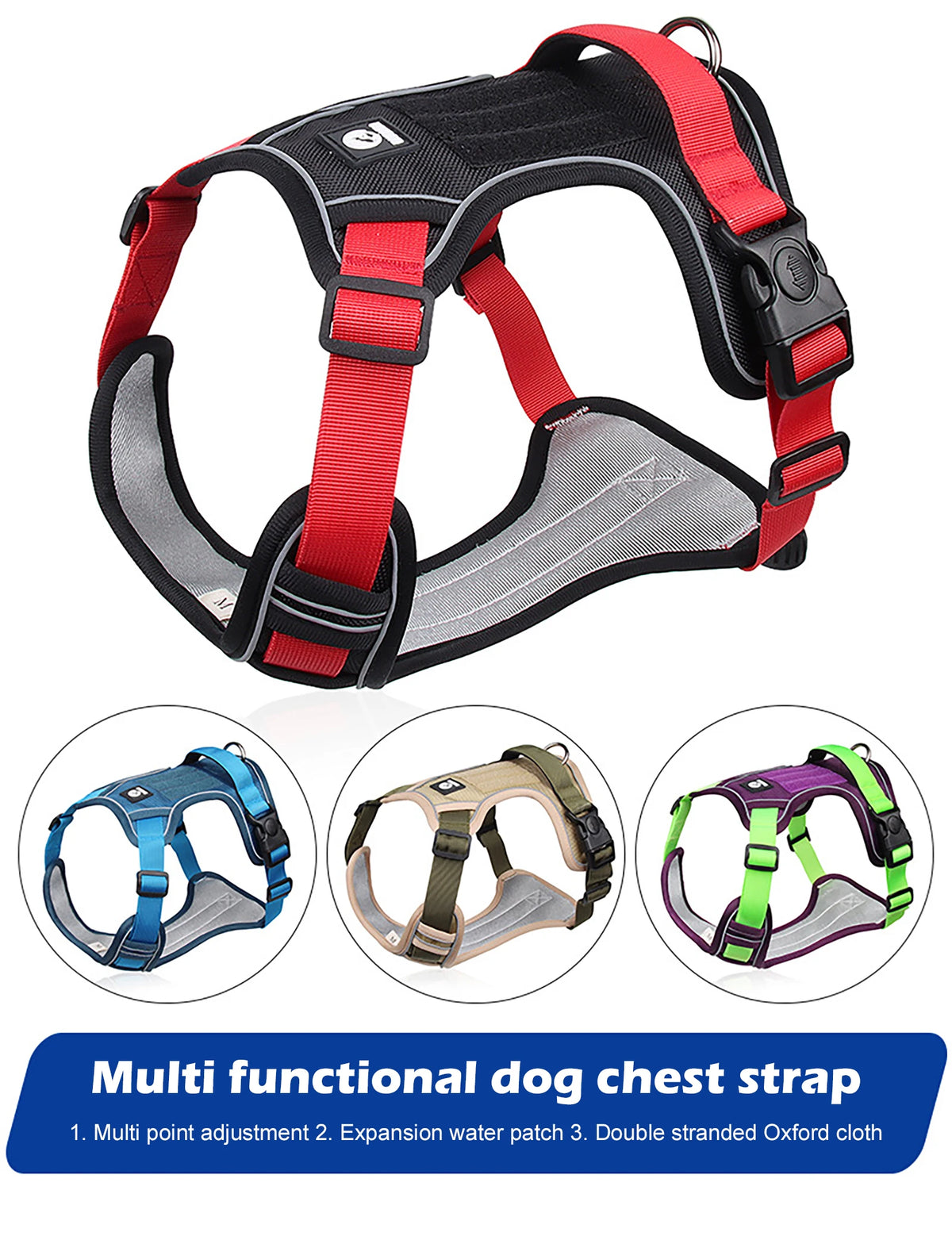 Dog Harness Reflective Midium Large Dogs Tactical Vest Big 1680D Waterproof Oxford Cloth Dog Harnesses Pet Accessoires Supplies