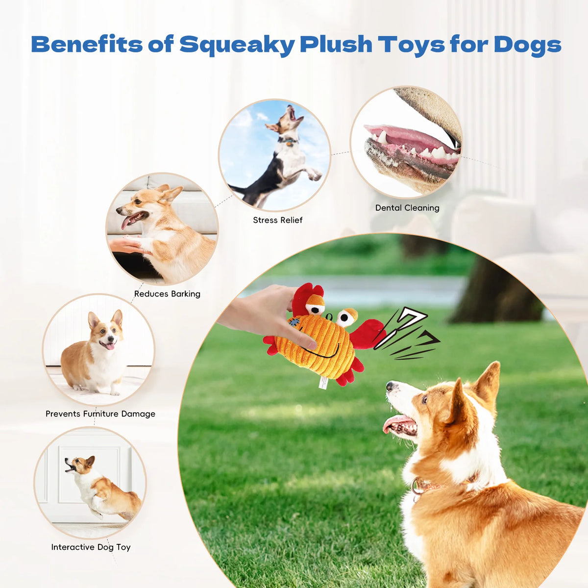 Plush Toys for Small Dogs Squeaky Soft Toy for Puppies Small Dog Ocean Series Plush Toys  for small and medium breeds dogs